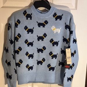 Netflix Stranger Things Light Blue Dog Pattern Sweater NWT Small